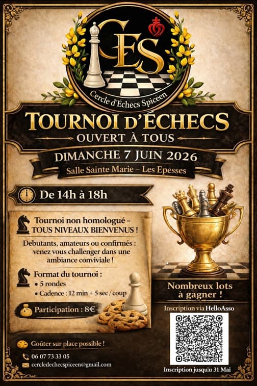 Affiche – 1er Tournoi Libre d'Échecs
